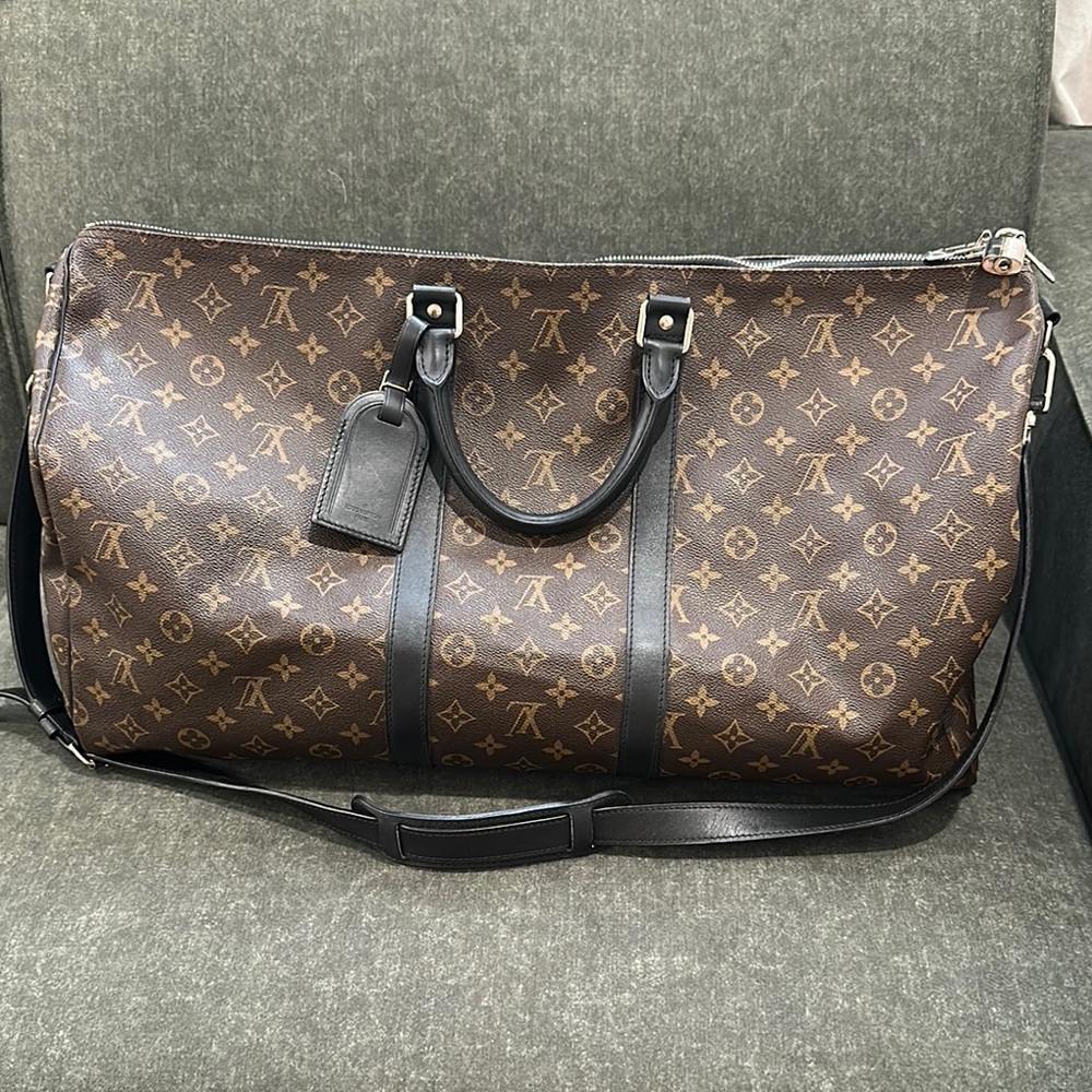 SOLD: Authentic Louis Vuitton Waterproof Brown/Black Monogram Bandoulière 55